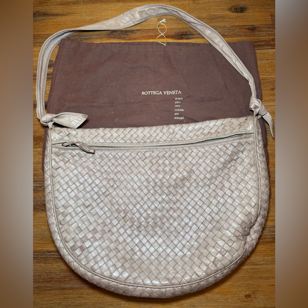 Bottega Veneta Taupe Intrecciato Woven Shoulder Bag